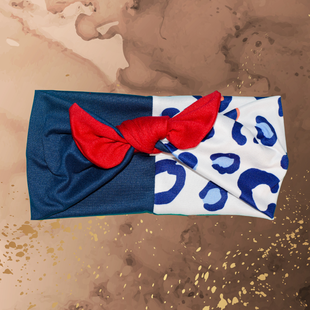 Blue Cheetah w/Red Bow