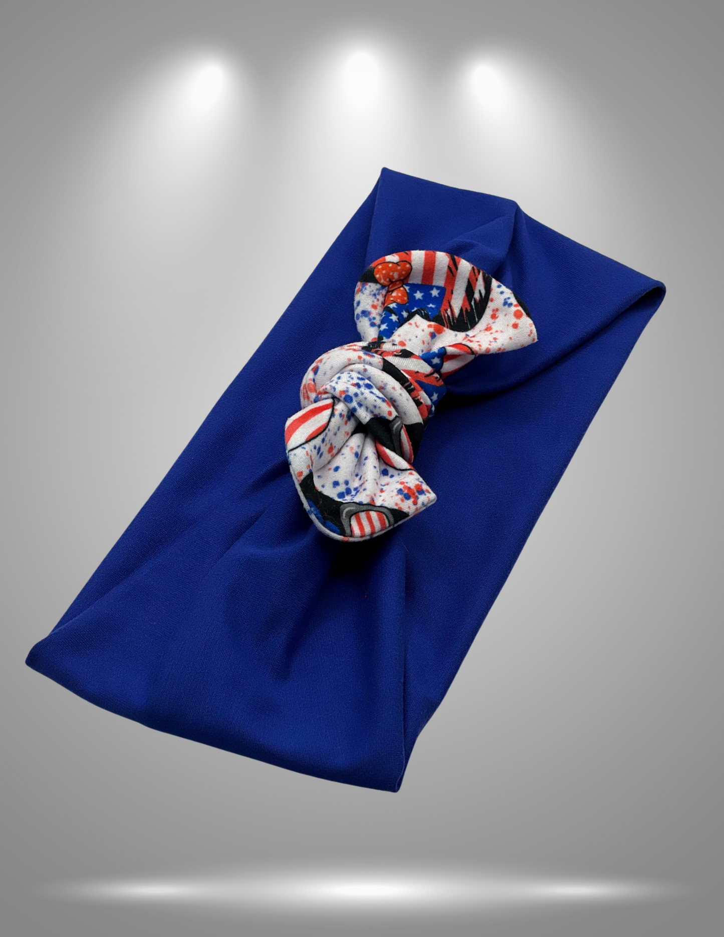 Blue Headband w/4th of July Bow