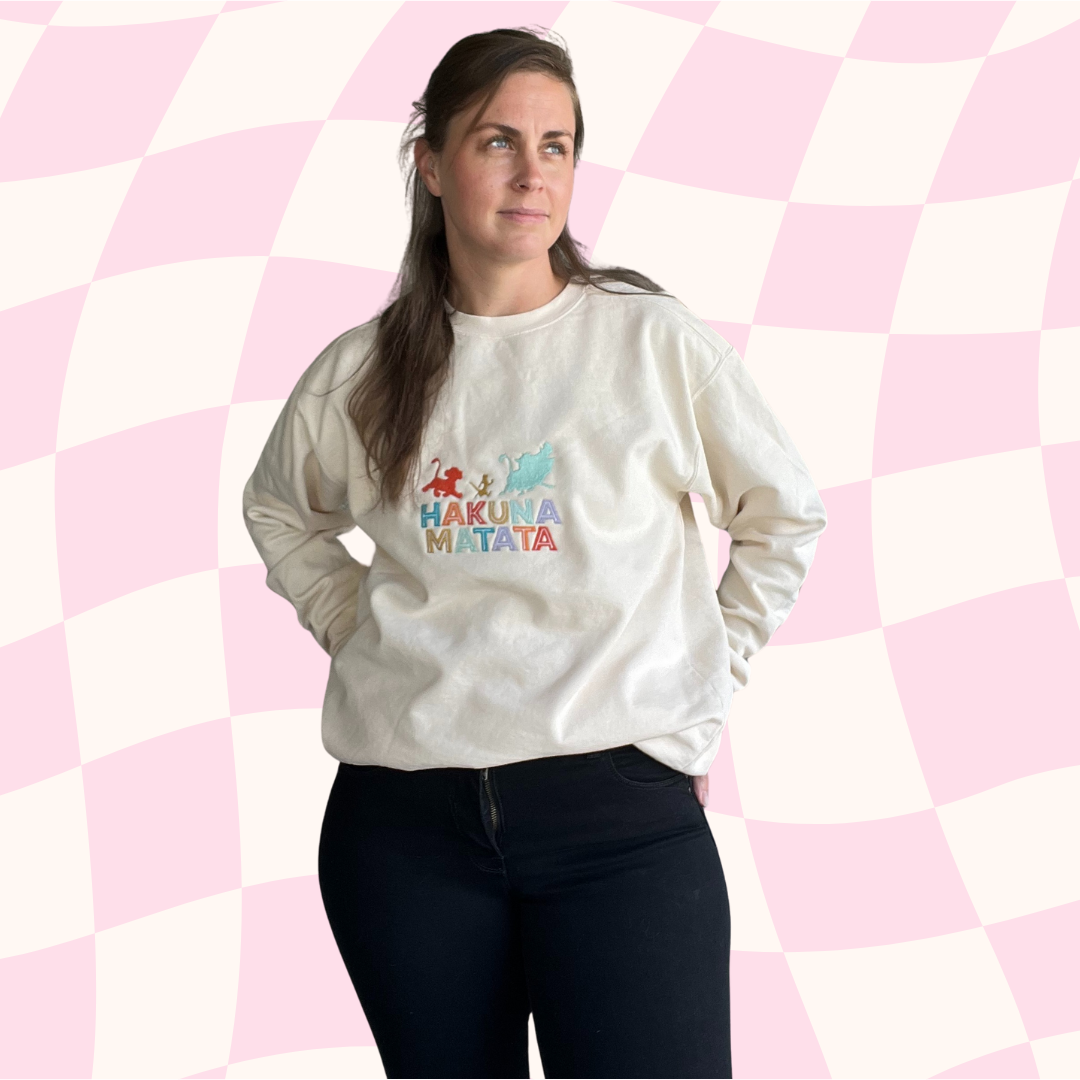90s Throwback Embroidered Ivory Sweatshirt