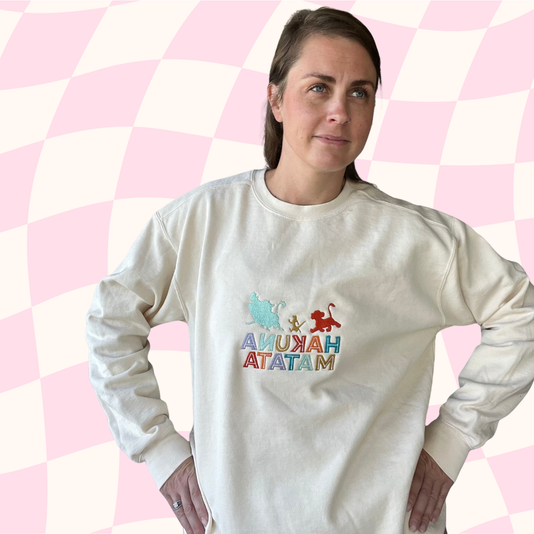90s Throwback Embroidered Ivory Sweatshirt