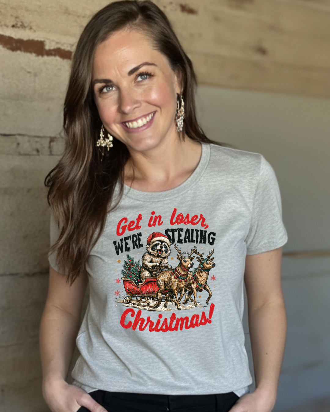Get In Loser, We’re Stealing Christmas Tee | Funny Holiday Raccoon Shirt