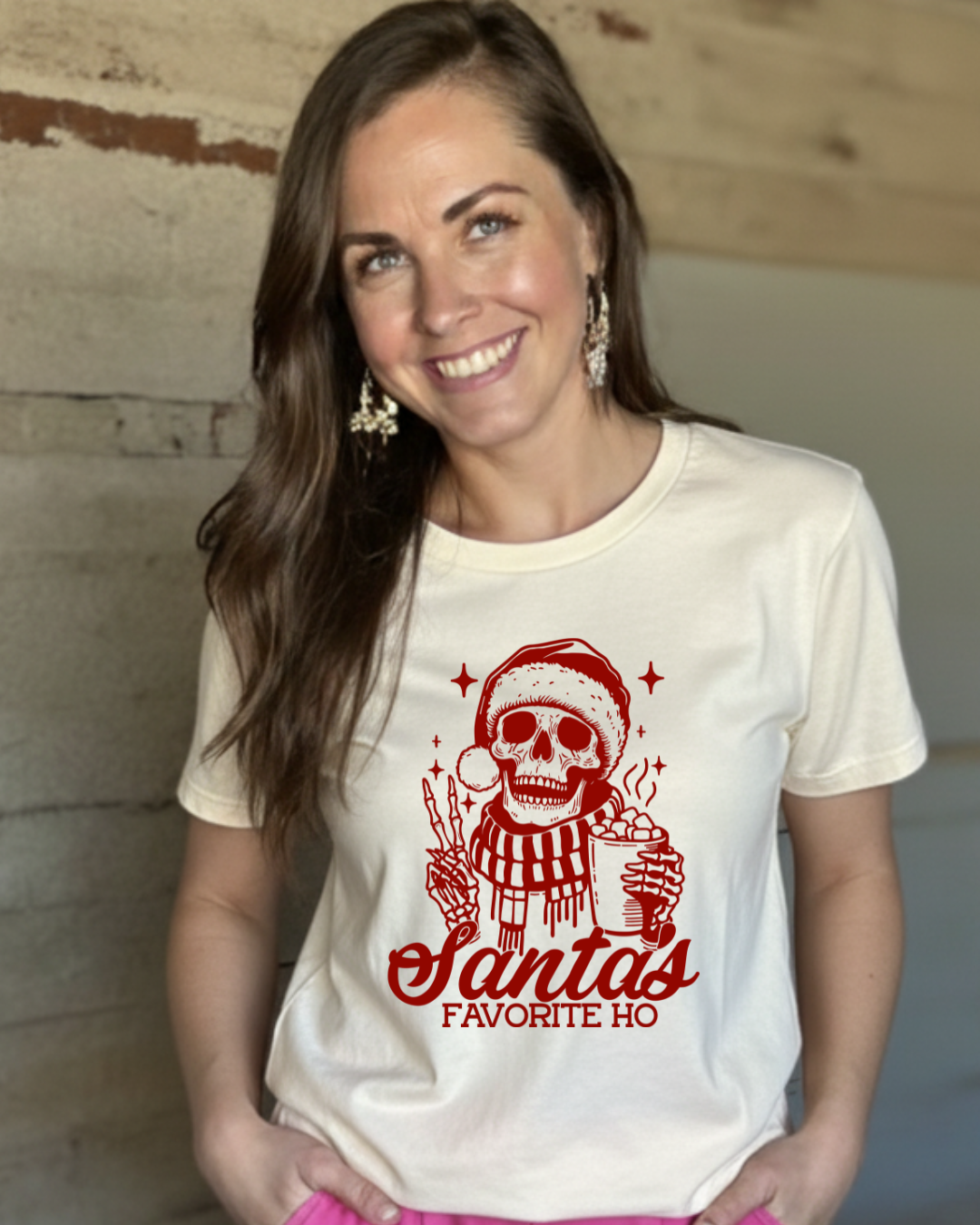 Santa’s Favorite Ho T-Shirt | Funny Skeleton Christmas Tee | Sassy Holiday Shirt