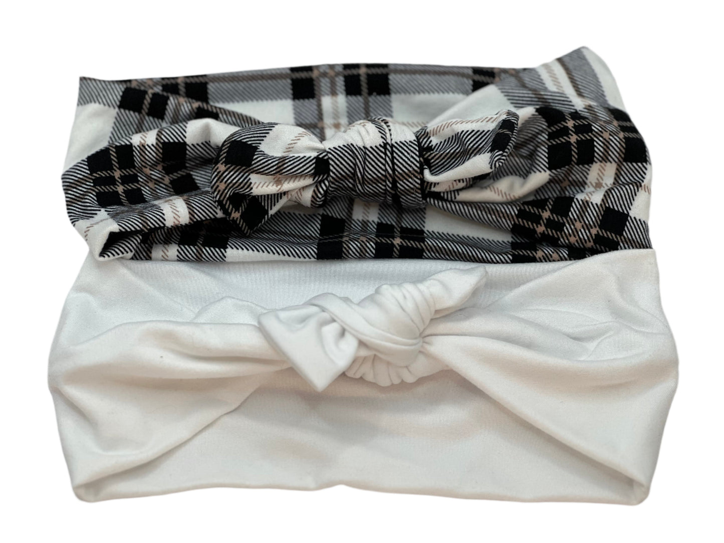 White Plaid Headband Bundle