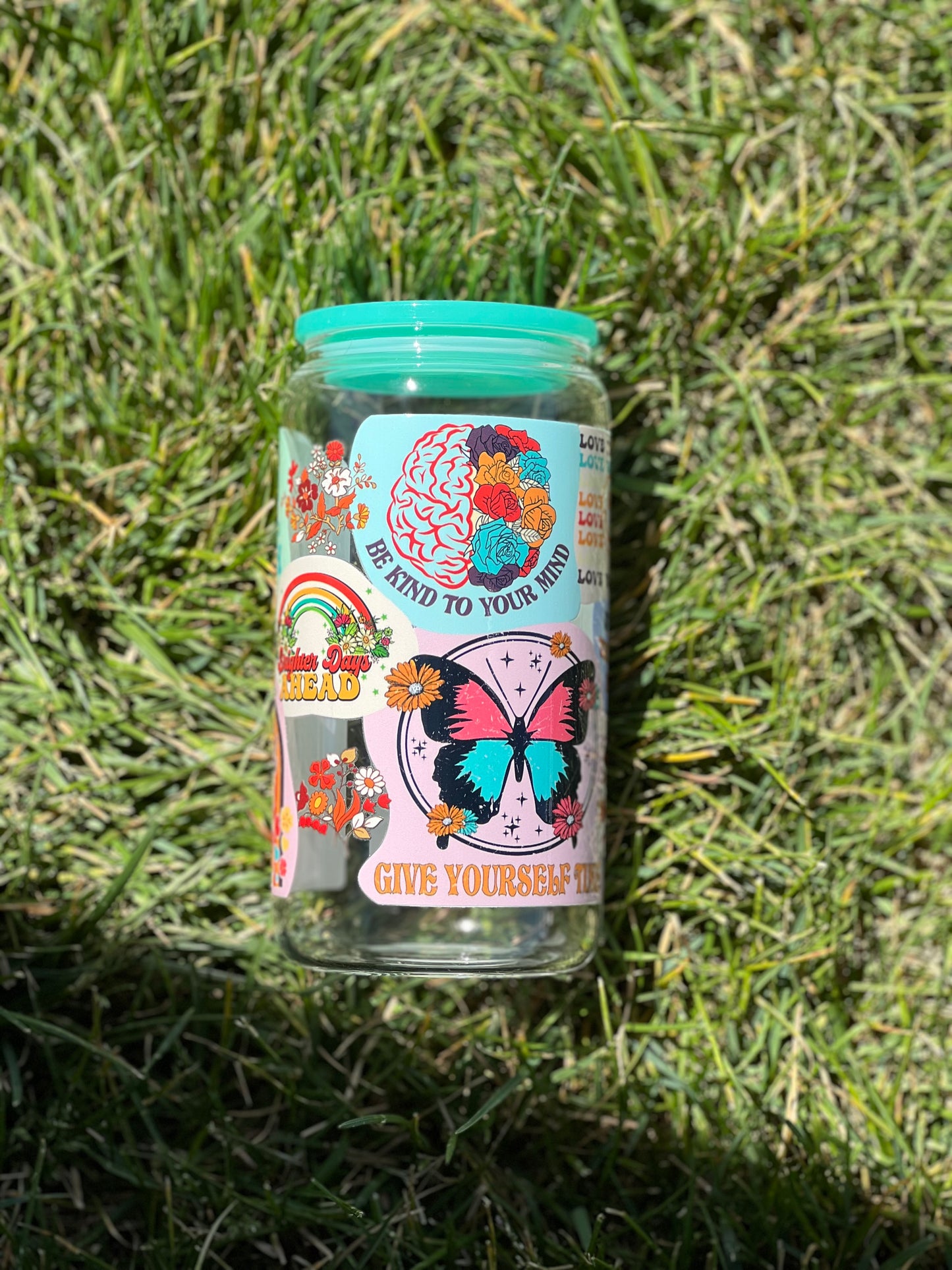 Be kind to your mind glass can