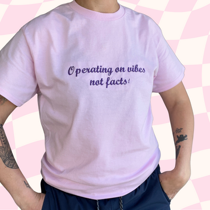 Operating on vibes not facts! Embroidered Tee