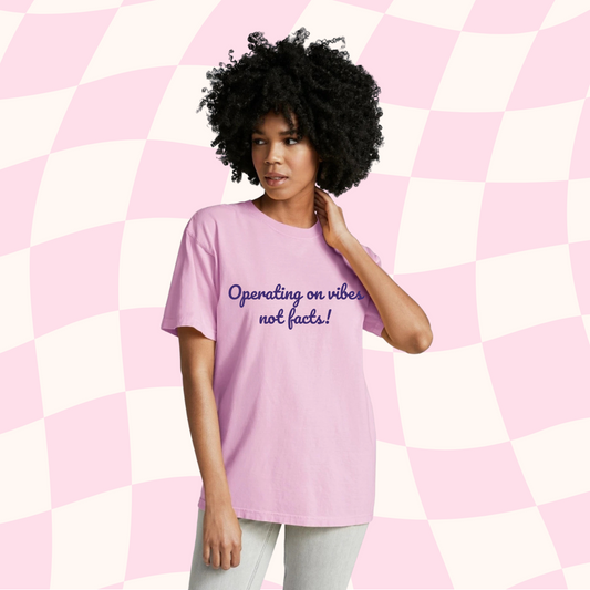 Operating on vibes not facts! Embroidered Tee