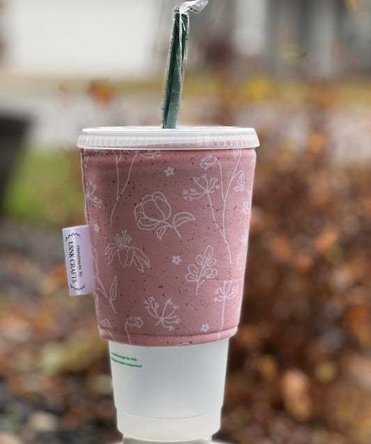 Venti Cup Cozie – Floral Pink | Handmade Insulated Cup Sleeve