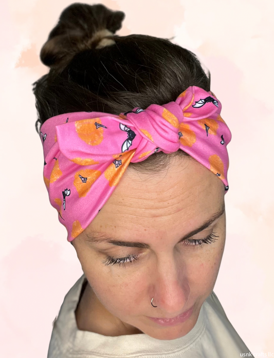 Pink Halloween Pumpkins & Bats Headband