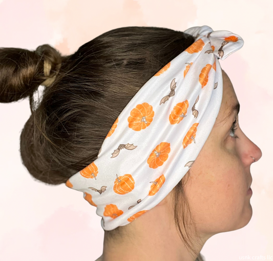 White Pumpkin & Bat Headband