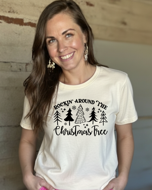Rockin’ Around the Christmas Tree T-Shirt | Cute Holiday Graphic Tee