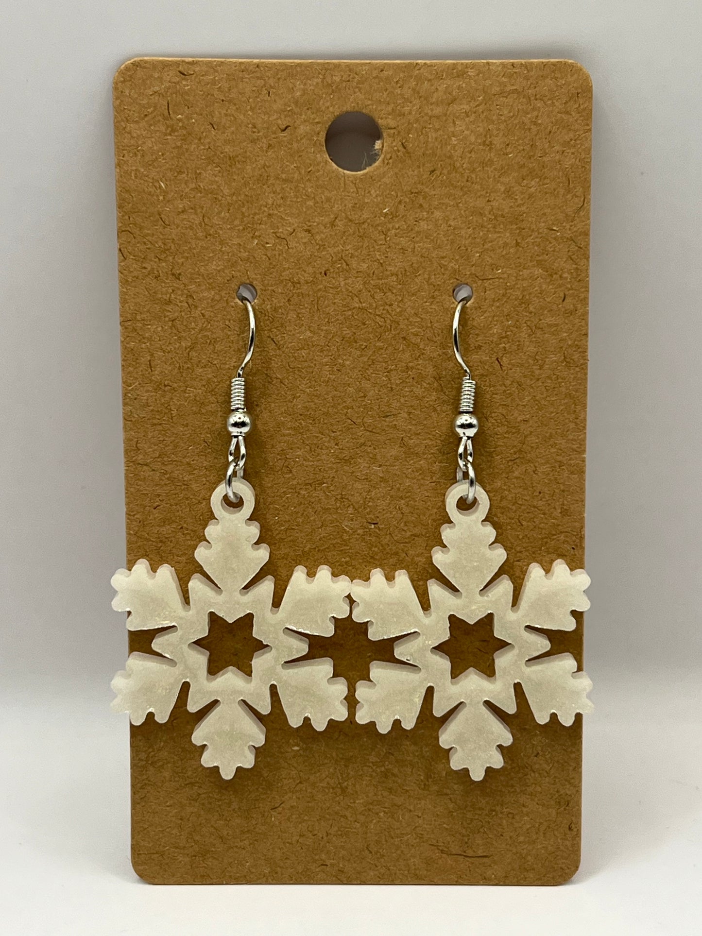 White Snowflake Earrings