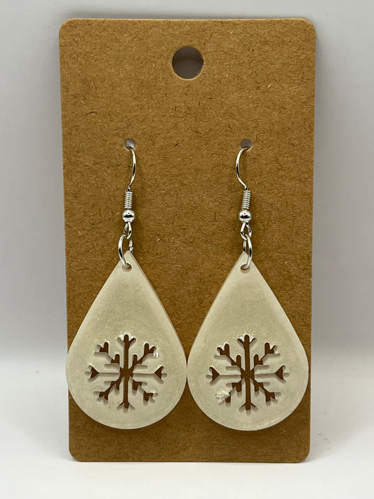 Tear Drop Snowflake Earrings