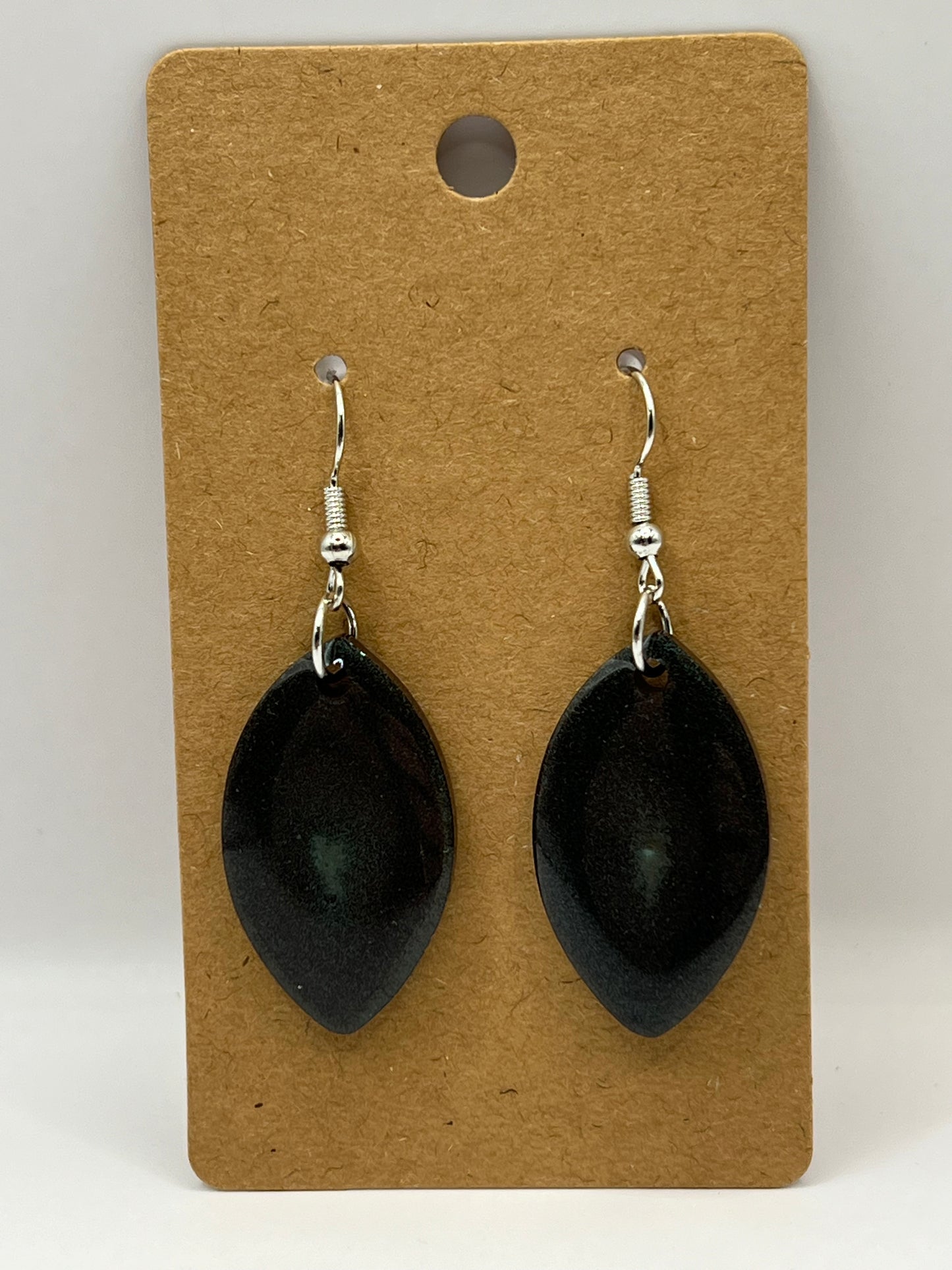 Metallic Black Tear Drop Earrings