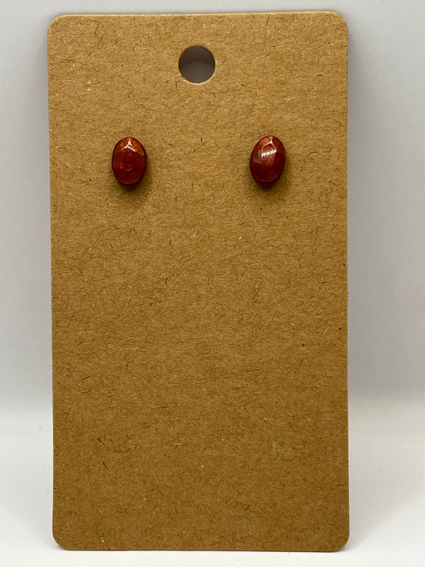 Oval Red Stud Earrings