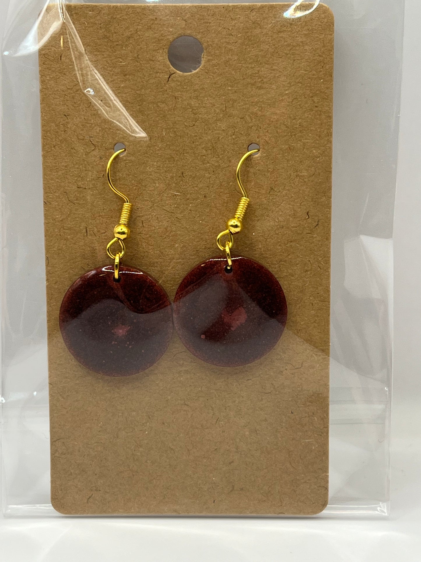 Metallic Red Circle Earrings