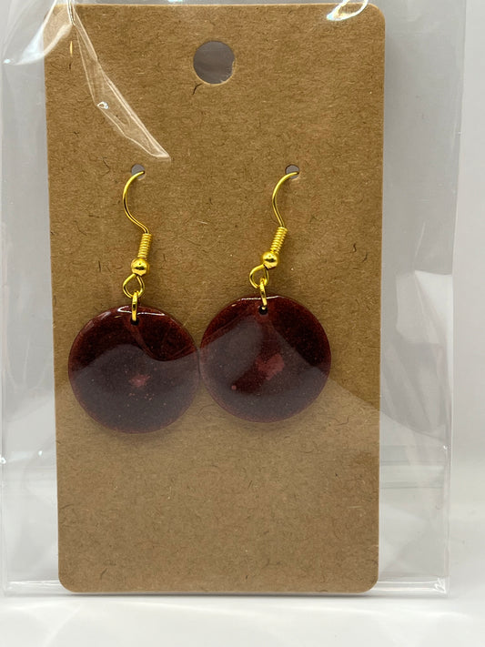 Metallic Red Circle Earrings