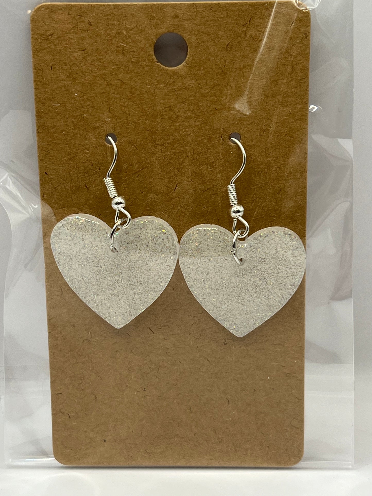 White Heart Earrings