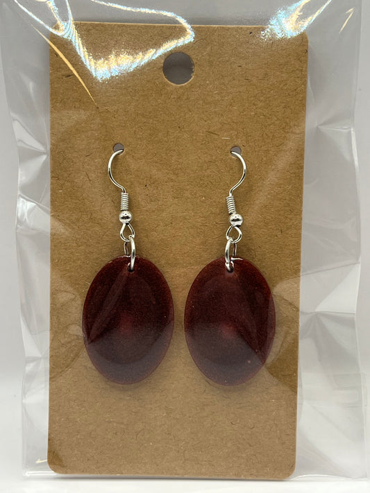 Metallic Red Oval Earrings