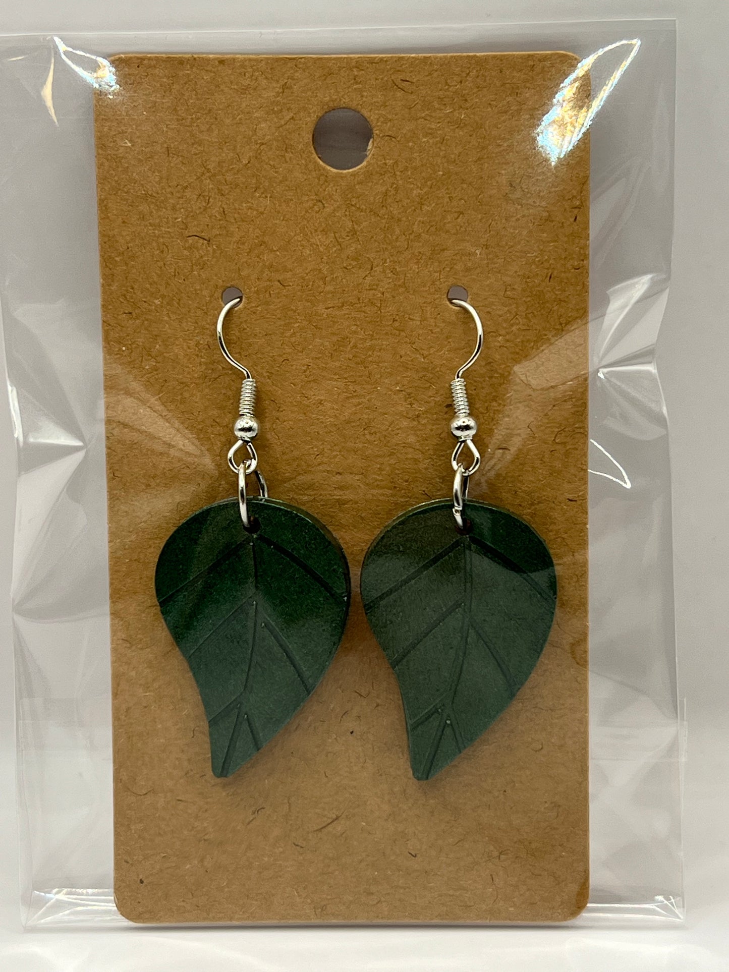 Emerald Green Leaf Earrings