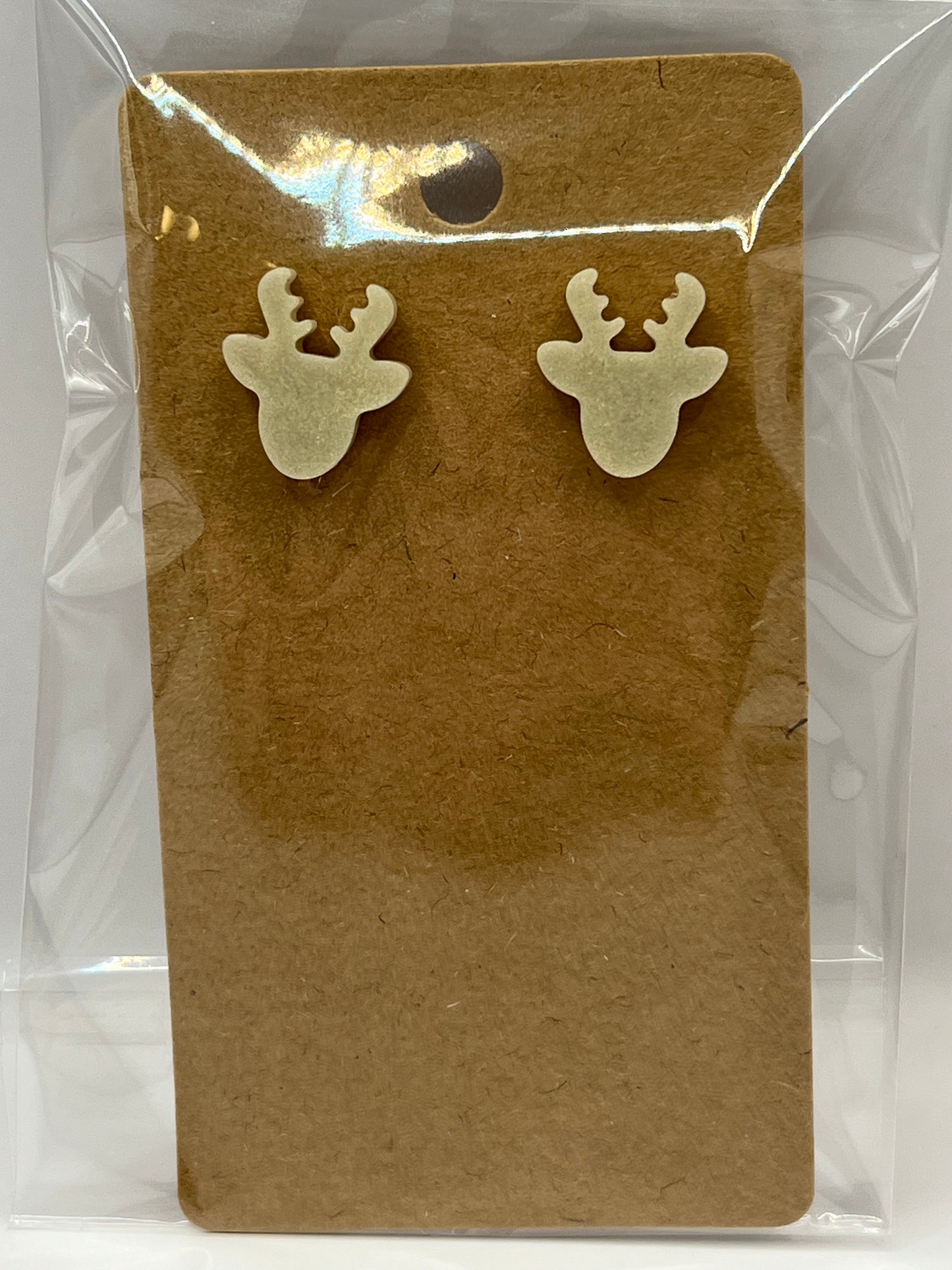 White Reindeer Stud Earrings