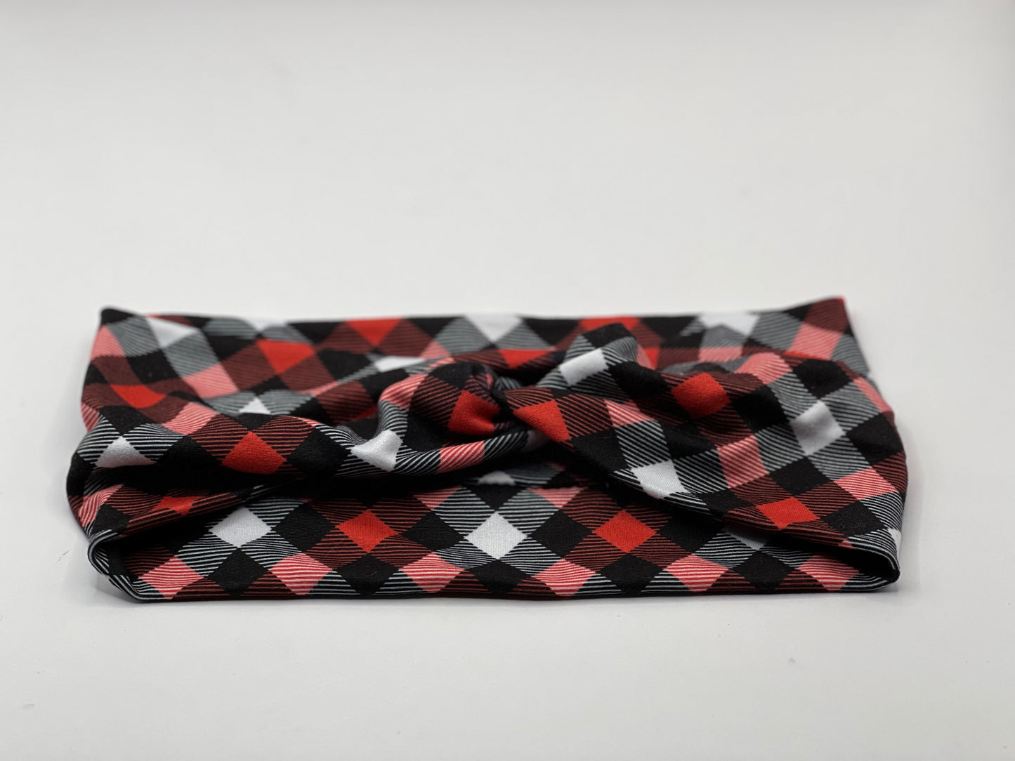 Red, Black & White Plaid Headband