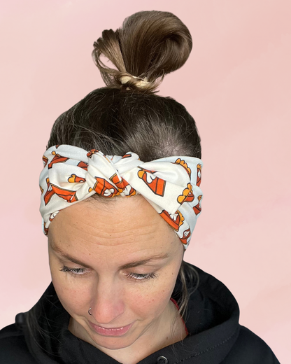 Pumpkin Pie Headband | Thanksgiving Hair Wrap with Removable Bow