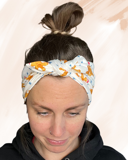 Gingerbread Holiday Twist Headband – Removable Bow